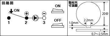 ラウド防水スイッチSW04 回路図・取付穴寸法図